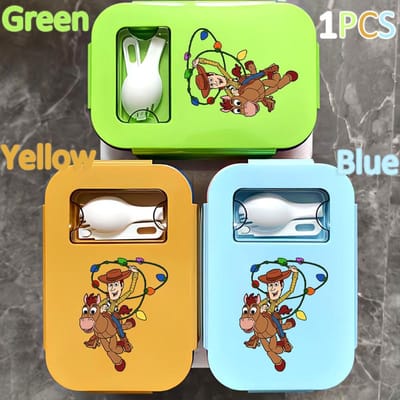 Lunchbox 1000ML Toy Story Bento Lunchbox Voedseldoos Blauw Ingepakte Doos Sheriff Woody Pride Buzz Lightyear Kinderen Gttf Green 1PCS