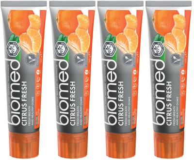 BIOMED Citrus Fresh - Tandpasta zonder fluoride - Verfrissende citrus smaak, 4-pack
