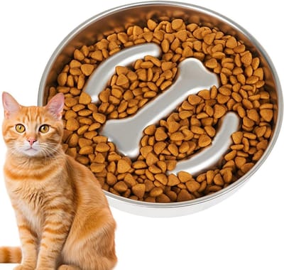 Honden Voerbak - Eetbak Honden - Langzaam Eten - Roestvrij Staal - 23.3 x 22.7 x 5.3 cm - Zilver