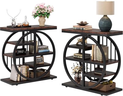 Tribesigns Bijzettafels- 60x30x67cm - Sidetable - Bijzettafels Van Hout En Metaal - Bruin(2 Stuks)