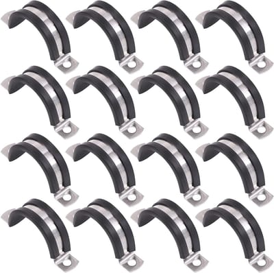 Set van 16 RVS U-Tube Strap Klemmen met Rubber Kussen voor 32MM Buizen - Perfect voor Pijpfixatie en Bevestiging