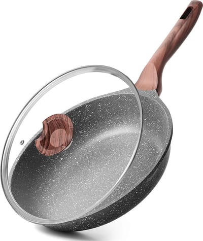 24 cm braadpan met deksel, anti-aanbakbraadpannen, steenpannen, geschikt voor alle warmtebronnen
