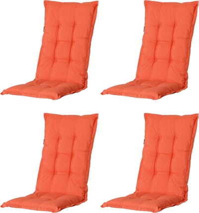 Madison - Tuinkussen - Universeel - Lage Rug - 4 st. - Panama Flame Orange - 105x50cm - Oranje - Tuinstoelkussens - Standaardstoel