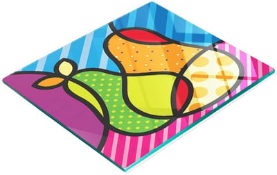 Duurzame en stijlvolle glazen snijplank met pop-art perenpatroon, 60x52 cm