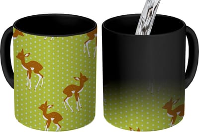 Magische Mok - Foto op Warmte Mokken - Koffiemok - Patronen - Hert - Stippen - Magic Mok - Beker - 350 ML - Theemok