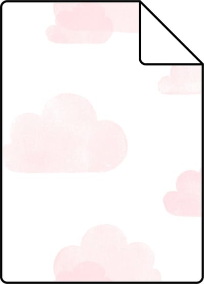 Proefstaal ESTAhome behang gestempelde wolkjes licht roze en wit - 26.5 x 21 cm - 138929-S