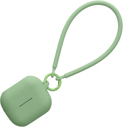 kwmobile oordopjes case geschikt voor Samsung Galaxy Buds 3 / Galaxy Buds 3 Pro hoesje - Oortjes cover met handstrap - In-ear koptelefoon hoes - Silicone in matcha groen