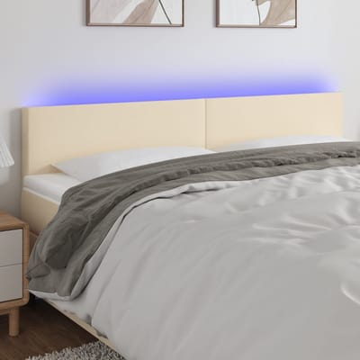 vidaXL - Hoofdbord - LED - 180x5x78/88 - cm - stof - crèmekleurig