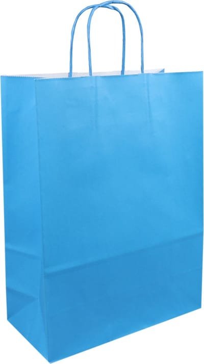 Tas | Papier | gedraaid papieren koord | 26x 12x35cm | draagtas | skyblauw | 50 stuks