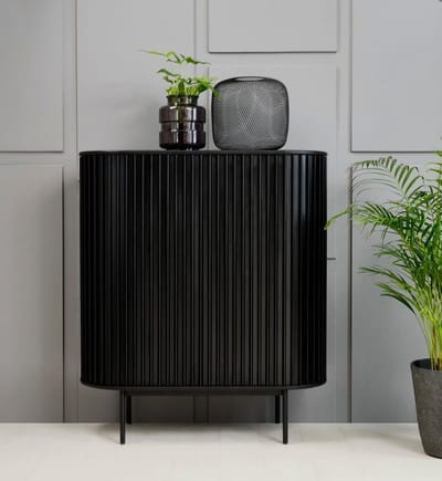 Kast Zwart - Eikenhout & Metaal - 45x110x125cm - Kast Siena Zwart - Giga Living