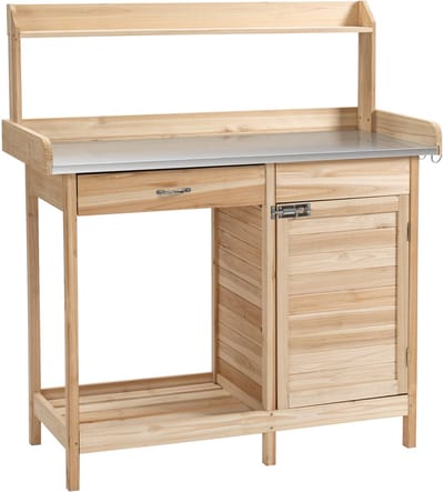 Outsunny plantentafel - Vurenhout - 112x48x125cm - Natuurlijk hout