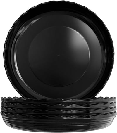 Set van 5 Duurzame Zwarte Plantenpotten met Schotels voor Binnen en Buiten, Ideaal voor Tuinieren en Bloemen (22cm)