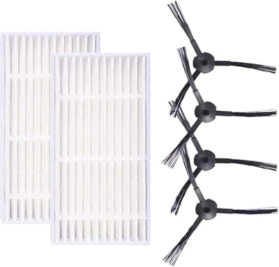 2 filters en 4 zijborstels, accessoire vervanging Geschikt voor Robot Medion E32 (MD 18510), E32 SW (MD 18503), MD16192, MD18500, MD18501, MD18600