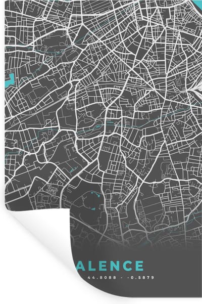Muurstickers - Sticker Folie - Talence - Frankrijk - Kaart - Plattegrond - Stadskaart - 20x30 cm - Plakfolie - Muurstickers Kinderkamer - Zelfklevend Behang - Zelfklevend behangpapier - Stickerfolie