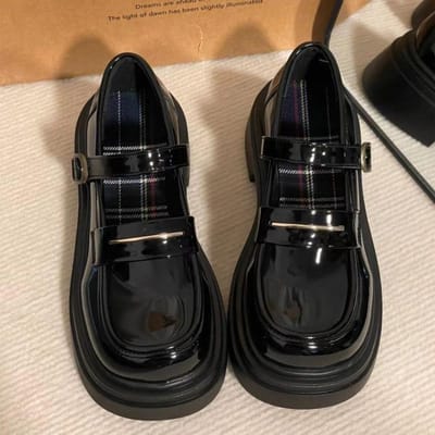 Damesschoenen Lage Hakken Mode Platform Dames Pumps Effen Kleuren Mary Jane Schoenen Britse Stijl Leren Schoenen 37 brown