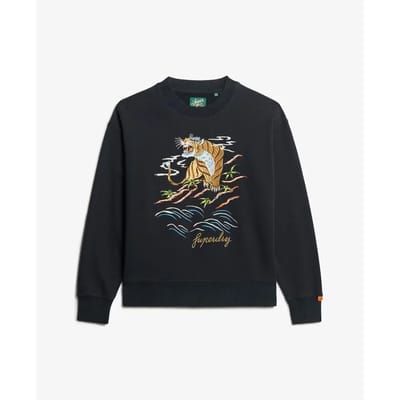 Superdry - Wijdvallend Suika sweatshirt met ronde hals en borduursel - Dames - Truien