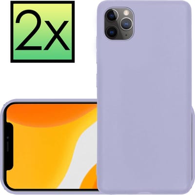 Hoesje - 2 Stuks - Geschikt voor Apple iPhone 11 Pro - Sterk & Shockproof - Case Siliconen - Back Cover - Telefoon Hoes - Lila