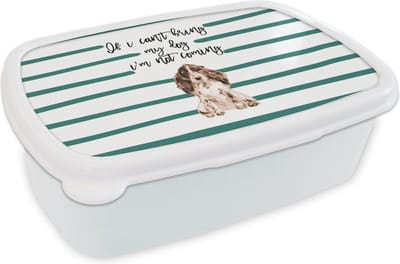 Broodtrommel Wit - Lunchbox - Brooddoos - Quotes - Spreuken - If I can't bring my dog I'm not coming - Honden - 18x12x6 cm - Volwassenen