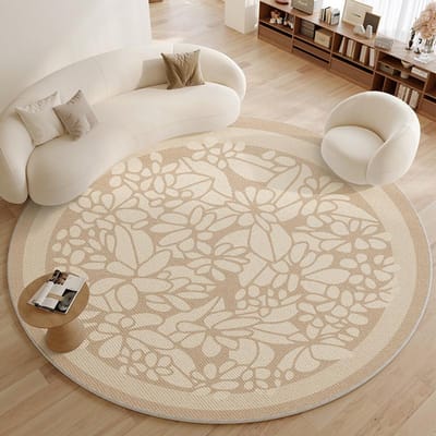 Minimalistische Woonkamer Decoratie Rond Tapijt Grote Oppervlakte Antislip Lounge Tapijt Franse Stijl Tapijten voor Slaapkamer Dikke Wasbare Mat 80x80CM