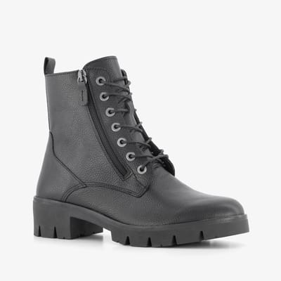 Hush Puppies leren dames veterboots zwart - Maat 36 - Uitneembare zool