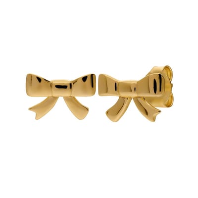 Lucardi Kinder Zilveren goldplated oorring kinderen strik groot - Oorbellen - 925 Zilver - Goudkleurig