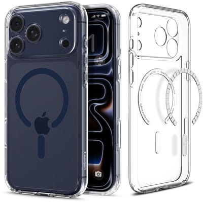 Spigen Hoesje Geschikt voor Apple iPhone 17 Pro Max - Ultra Hybrid MagFit Case - Compatibel met MagSafe / Qi2 - Back Cover Transparant Blauw