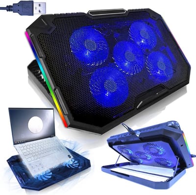 AHD® Laptop Cooler - Laptop Koeler - Laptop Cooling Pad - Zwart - 41cm x 27cm x 4cm