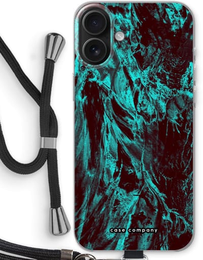 Case Company® - Hoesje met koord geschikt voor iPhone 16 Plus hoesje met Koord - Ice Age - Telefoonhoesje met Zwart Koord - Bescherming aan alle Kanten en Over de Schermrand