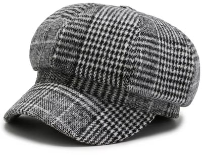 Houndstooth Baret voor Vrouwen 56-58 cm | Achthoekige Retro Baret met Eendstong | Elegante Modehoed Outdoor Pet Cap