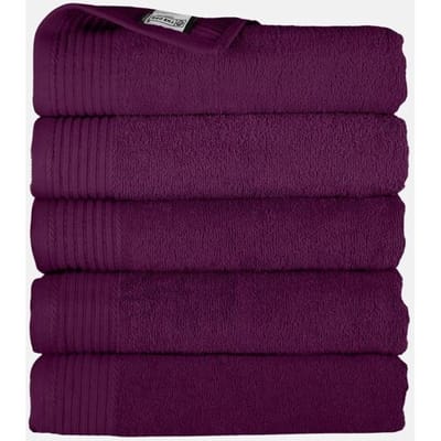 The One Towelling Handdoek - 50x100 cm - 5 stuks - Hotelkwaliteit - 450 g/m² - 100% Gekamd katoen - Plum