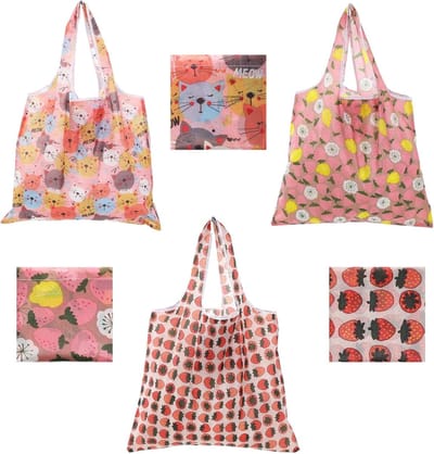 Opvouwbare boodschappentas set van 3, grote capaciteit 46 x 40 cm, herbruikbare en lichte tassen voor dagelijks gebruik, reizen en picknick