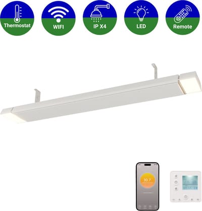 VH Infrarood warmte straler Ostuni LED - 1800 watt - Wit - Inclusief thermostaat - met Wifi functie - Hoge stralingswarmte