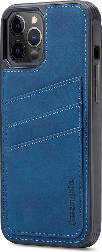 Casemania Hoesje Geschikt voor Apple iPhone 12 Pro Max - met Pasjeshouder Navy Blue - Back Cover met Kaarthouder