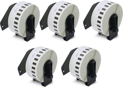 Label Tape Geschikt voor Brother DK-22214 | 12 mm x 30.48 m | Zwart op Wit - 5 stuks - Geschikt voor: QL-500 QL-550 QL-560 QL-570 QL-580N QL-650TD QL-1050N QL-1060N QL-700 QL-710W QL-720NW QL-800 QL-810W QL-820NW TD-2130N QL-600 QL-1100 QL-1110