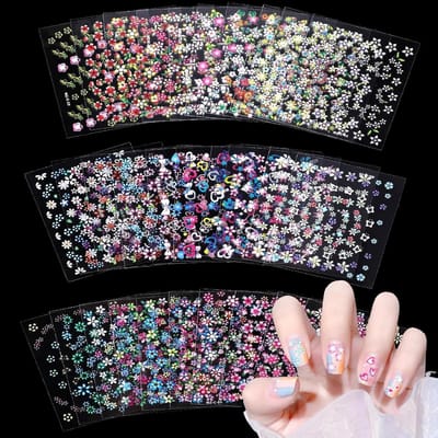 3D Nagelstickers Bloemenhartvorm - 30 Vellen Zelfklevend voor Nageldesign & DIY Decoraties