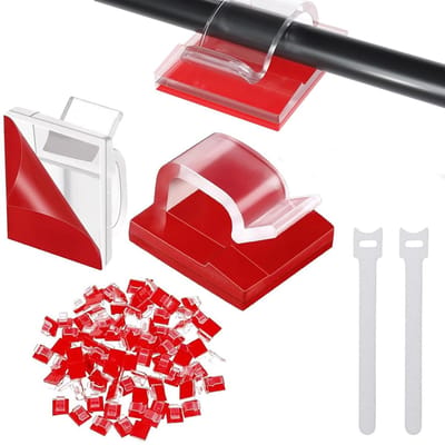 Zelfklevende Kabelhouders - Kabelclips Bureau - Kabelbeheer Organiseren - Sterke 3M Lijm - 100 stuks - Transparant