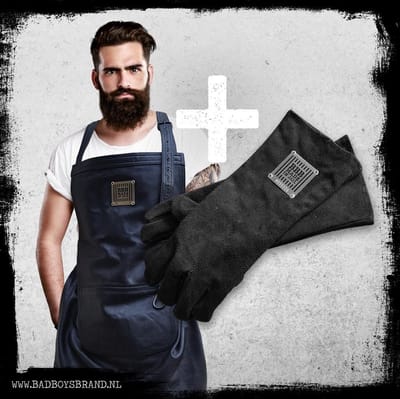 JackBlack + Tuff BBQ Gloves - Barbecueschort + Leren Schort - BadBoysBrand - Made in Jail