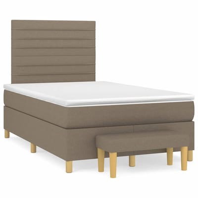 vidaXL - Boxspring - met - matras - stof - taupe - 120x190 - cm