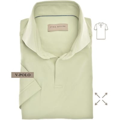 John Miller Slim-Fit Hyperstretch Short Sleeve V-Polo Licht Groen / male