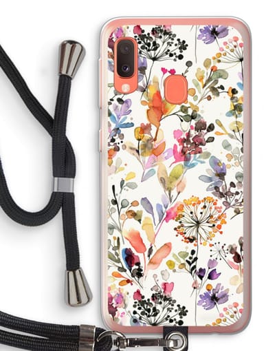 Case Company® - Hoesje met koord geschikt voor Samsung Galaxy A20e hoesje met Koord - Wilde grassen - Telefoonhoesje met Zwart Koord - Bescherming aan alle Kanten en Over de Schermrand