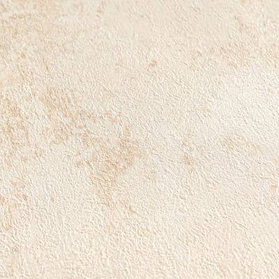 Pleister-look behang Profhome 786292-GU vliesbehang hardvinyl warmdruk in reliëf gestructureerd met metalen accenten mat crème beigebruin parelwit licht ivoorkleurig 5,33 m2