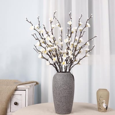 SnelShoppen - 12 Stuks Witte Kunstbloemen Plum Blossom - Realistische Neppbloemen 55cm Lang voor Vaas - Perfecte Decoratie voor Thuis en Kantoor