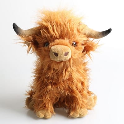 Pluizig Schots Hooglandrund Pluche Speelgoed Lang Haar Schotse Knuffeldieren Kawaii Boerderijdier Knuffel Zacht Knijpbaar Cadeau Voor Kinderen Boerderij Decoratie 25cm beige