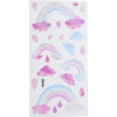 Zelfklevende Muursticker Schattige Wolken Regendruppel Patroon Decal Kinderkamer Slaapkamer Decor pink