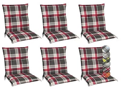 Set van 6 comfortabele tuinkussens met lage rugleuning - 100 x 50 cm - UV-bestendig en onderhoudsvriendelijk