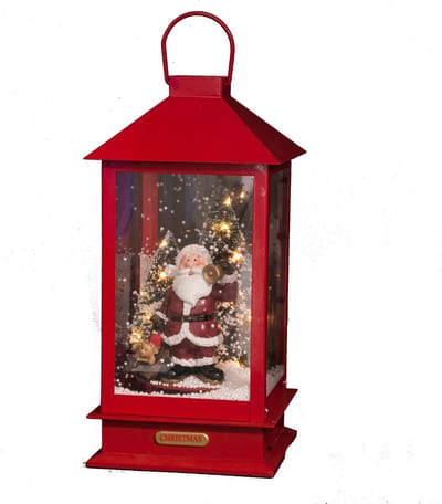 Feeric Lights & Christmas Snowglobe/sneeuw lantaarn - rood - 38 cm - licht en muziek