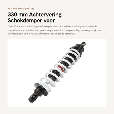 Dailygoods- Achterschokbreker 330 Mm - Verstelbare Demping - Schokdemper Achtervering - CNC-Aluminiumlegering - Slijtvast - Verbeterd Rijcomfort