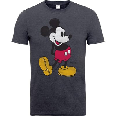 Disney Unisex Mickey Mouse Vintage T-shirt voor volwassenen (Houtskool Grijs)