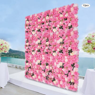 Kunstbloemenwand 12 Stuks Kunstbloemen Donkerroze Rozenwand 60x40cm Voor Bruiloften Feesten Wanddecoratie