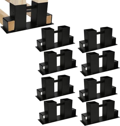 Houten Stapelhulpen - Brandhoutrek - Hout Opslaan - Stabiele Constructie - 33.5x10x15.5cm - Zwart